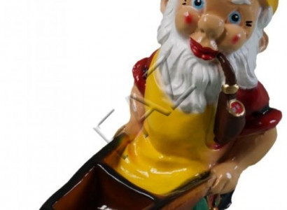 Design Zwerg mit Schubkarre Figur Garten Statue Skulptur Figuren Skulpturen Neu